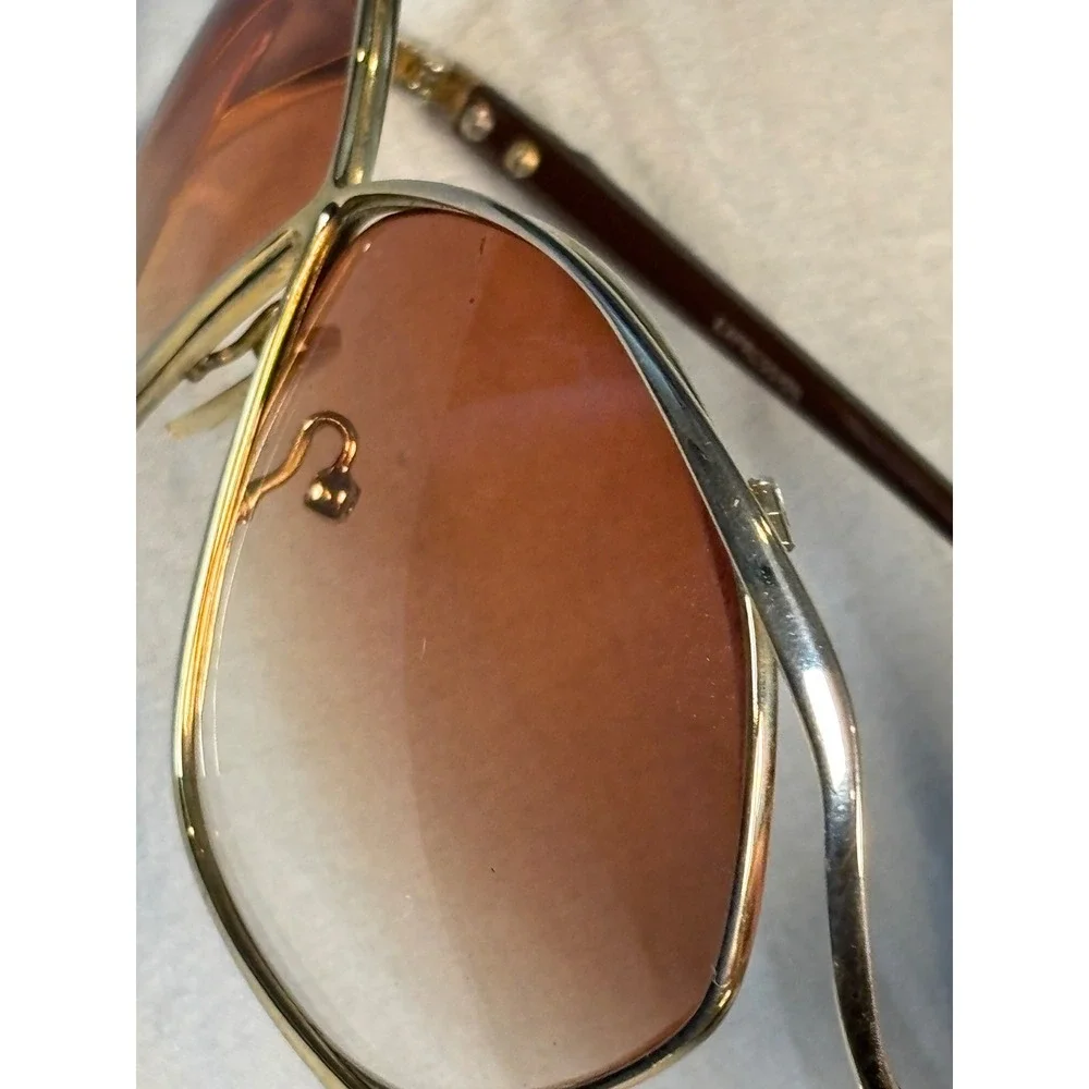 Vintage 80s Butterfly Sunglasses Gold Tone Metal Brown Gradient Lens Women